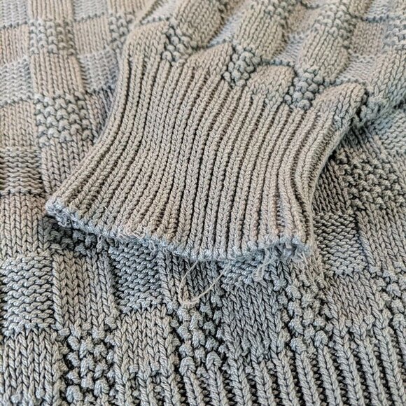 Vintage Spalding Knit Sweater Grey Checkered Mens L Large Gray Long Sleeve Retro - Picture 6 of 15